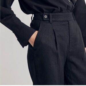 Madewell NWT Harlow Wide Leg 100% Linen Pant High Waist 14